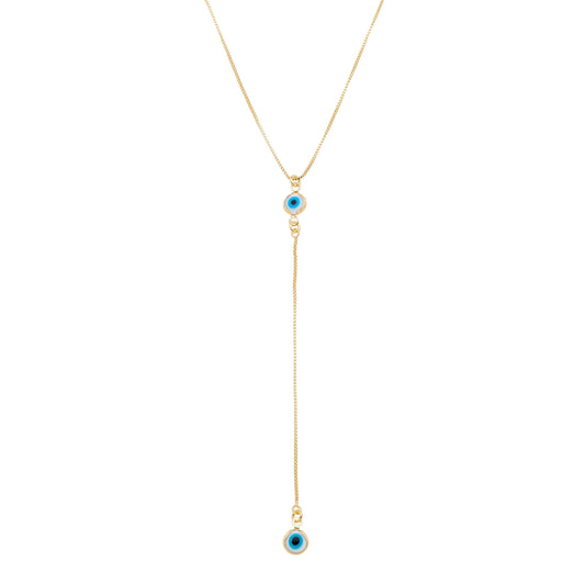 Colar gravata com olho grego banhado a ouro 18k - Biju & Cia.