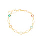 Pulseira navetes e pedras coloridas banhada a ouro 18k