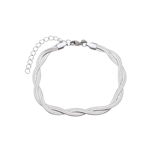 Pulseira fita trançada em aço inox - Biju & Cia.