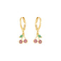 Brinco de argola articulada com pingente de cereja cravejada banhado a ouro 18k - Biju & Cia.