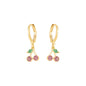 Brinco de argola articulada com pingente de cereja cravejada banhado a ouro 18k - Biju & Cia.
