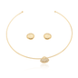 Conjunto de brinco e choker em formato de concha banhado a ouro 18k - Biju & Cia.