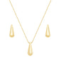 Conjunto de brinco e gargantilha de gota banhado a ouro 18k - Biju & Cia.