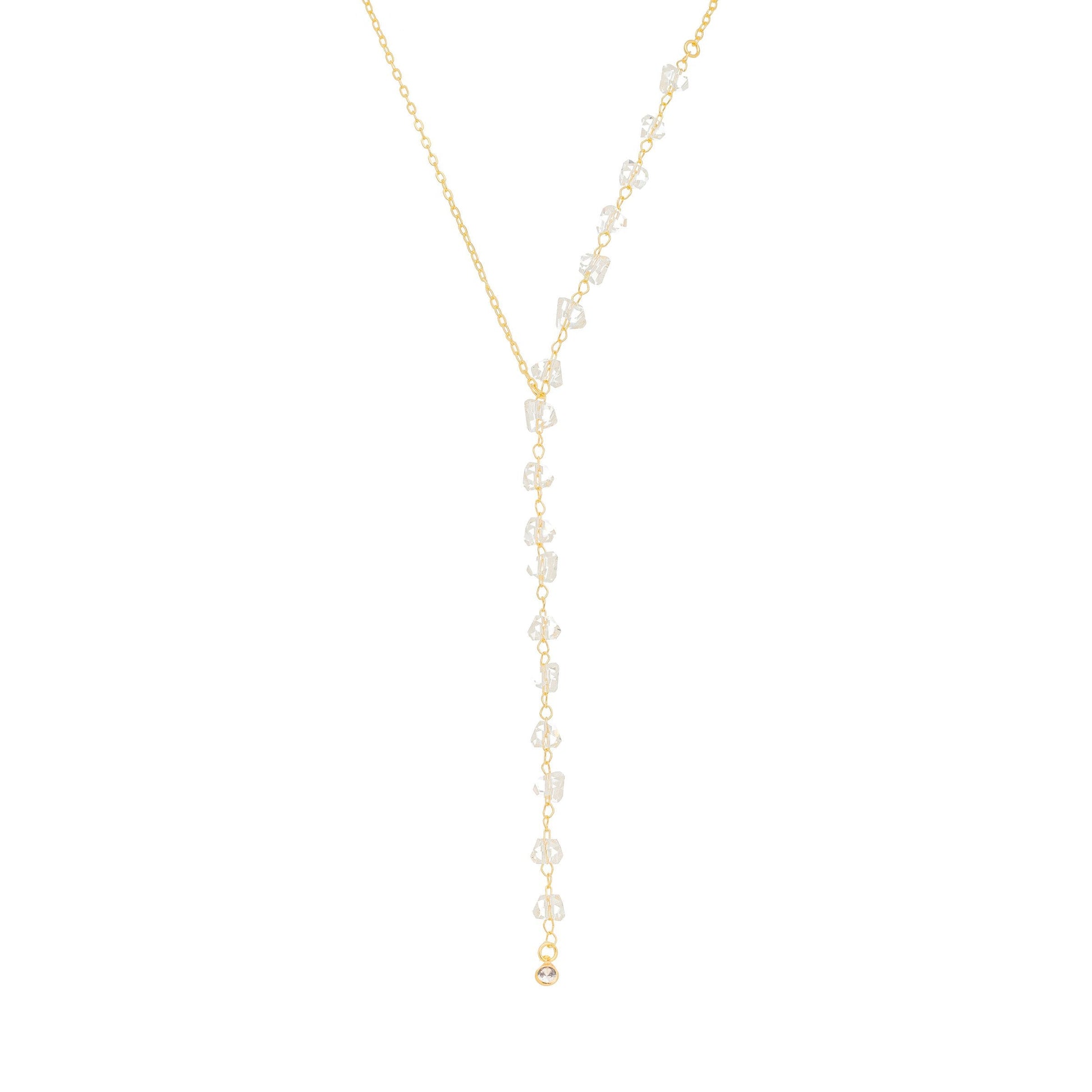 Gargantilha gravata com cristais banhada a ouro 18k - Biju & Cia.