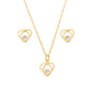 Conjunto coração com zircônia banhado a ouro 18k