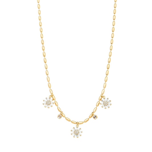 Gargantilha com flores banhada a ouro 18k - Biju & Cia.
