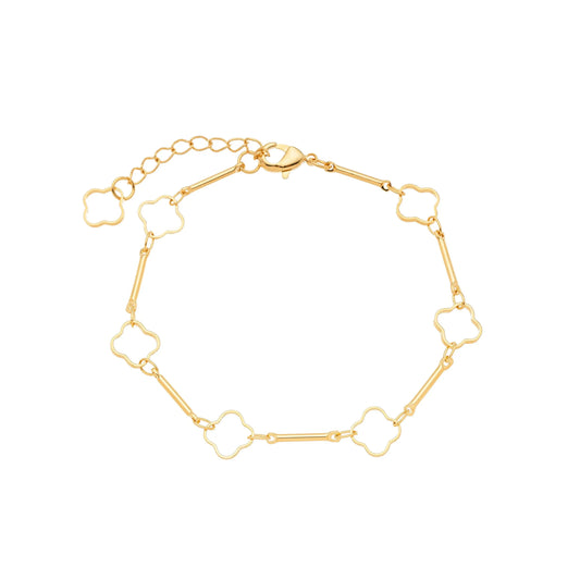 Pulseira trevos vazados banhada a ouro 18k