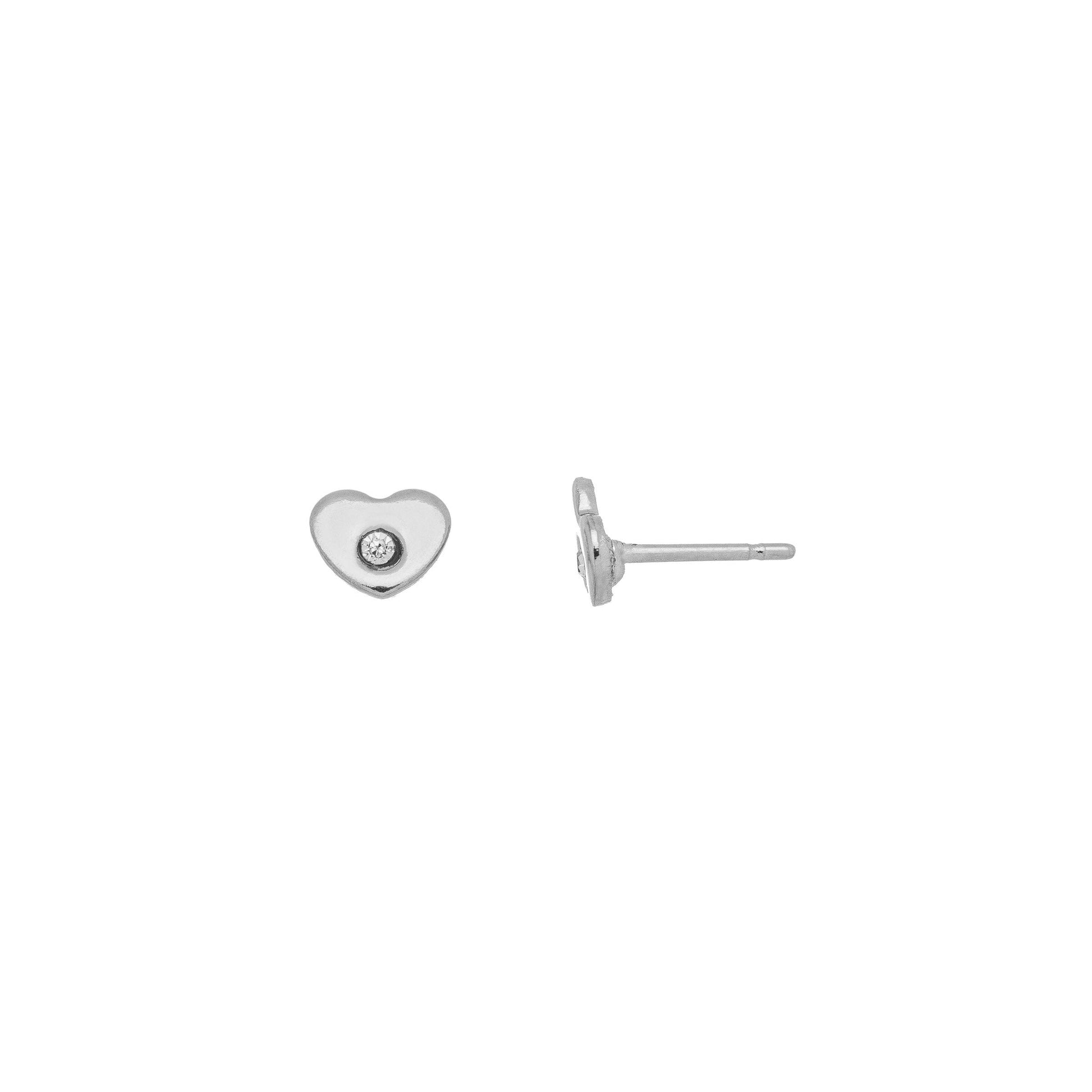 Brinco de coração com pedra em aço inox - Biju & Cia.