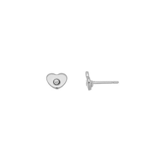 Brinco de coração com pedra em aço inox - Biju & Cia.