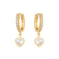 Brinco de argola articulada de zircônias com pingente de coração banhado a ouro 18k - Biju & Cia.