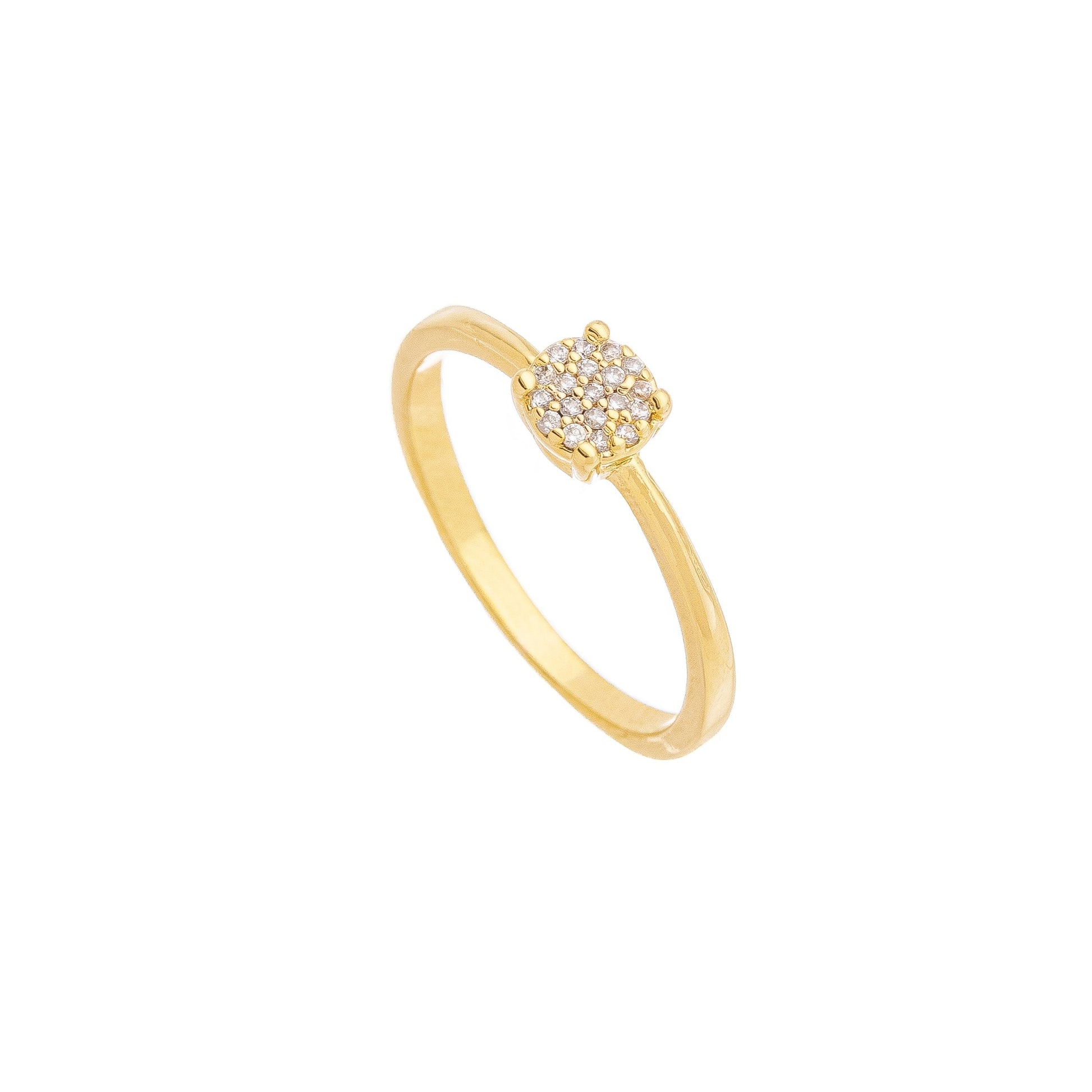 Anel com zircônias banhado a ouro 18k - Biju & Cia.