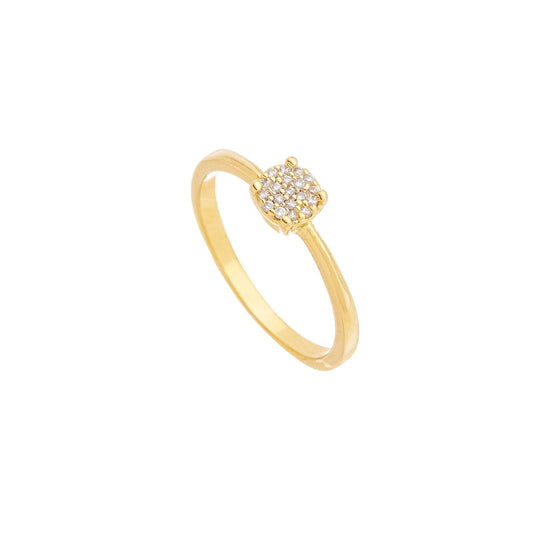 Anel com zircônias banhado a ouro 18k - Biju & Cia.