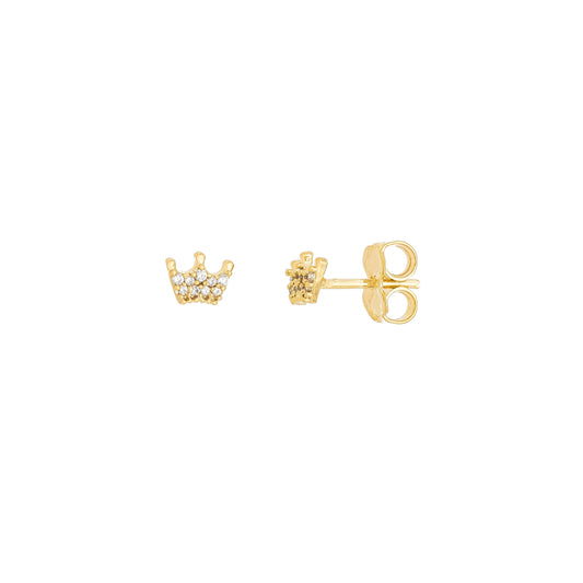 Brinco de coroa com zircônias banhado a ouro 18k - Biju & Cia.
