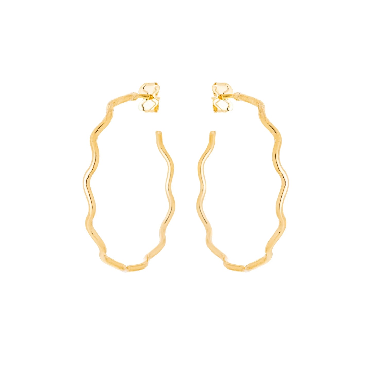 Brinco de argola com fio em zig zag banhado a ouro 18k - Biju & Cia.