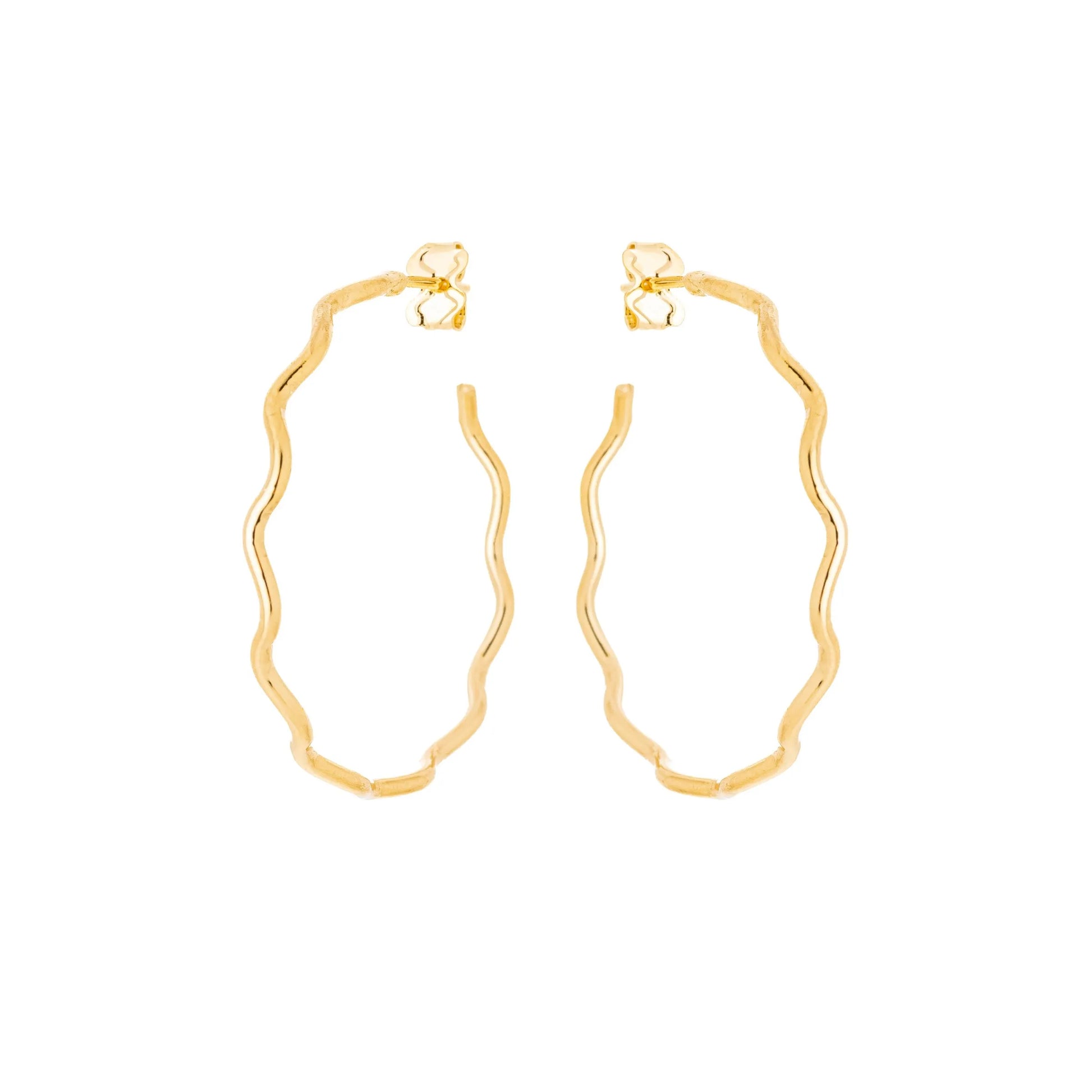 Brinco de argola com fio em zig zag banhado a ouro 18k - Biju & Cia.