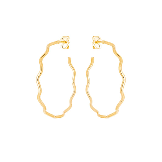 Brinco de argola com fio em zig zag banhado a ouro 18k - Biju & Cia.