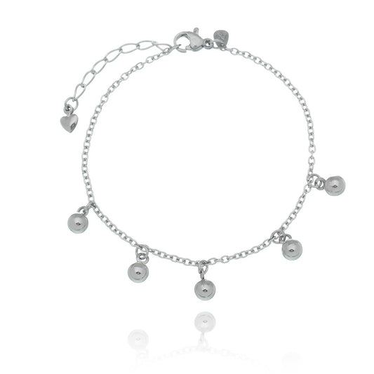 Pulseira de bolinhas em aço inox - Biju & Cia.