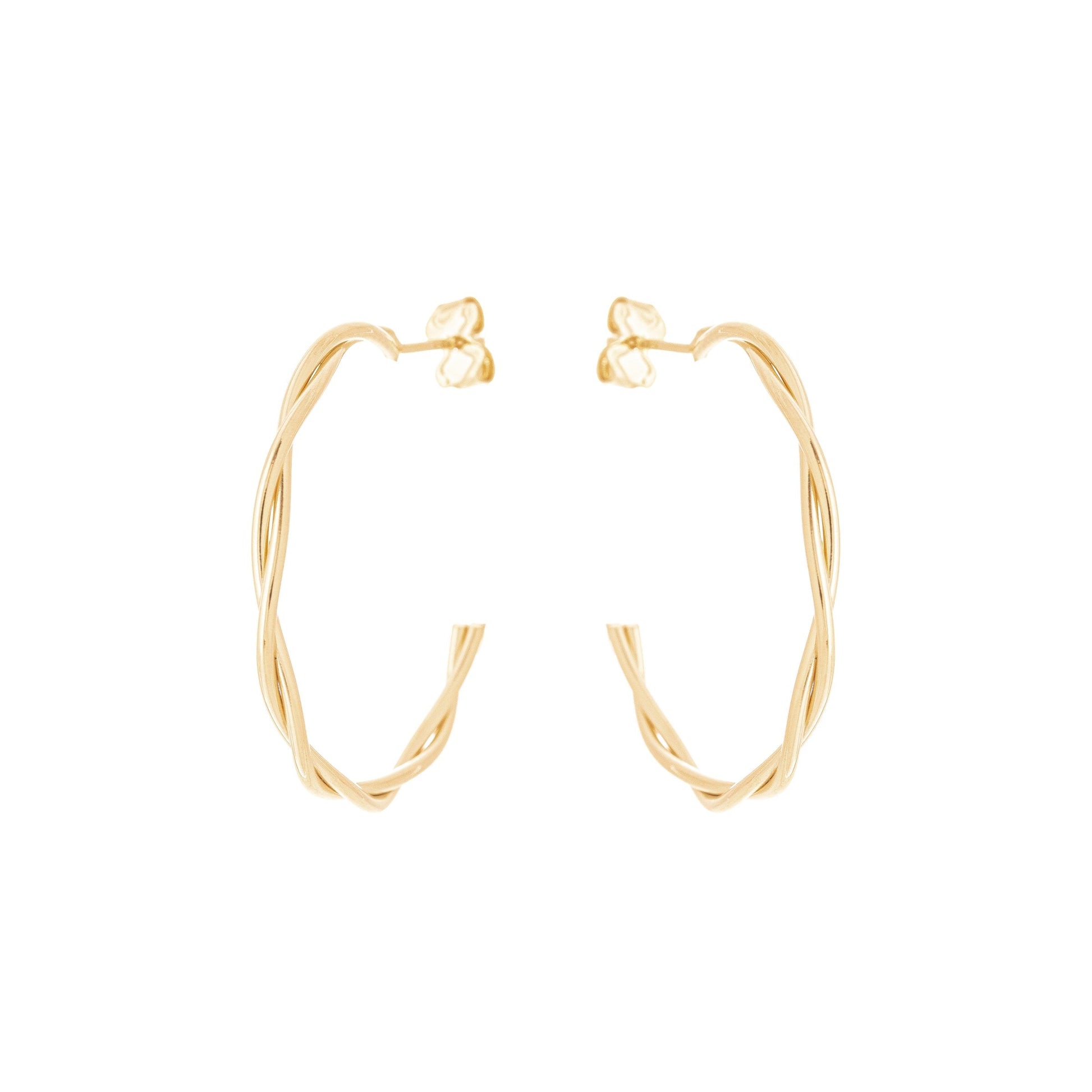 Brinco de argola trançada banhado a ouro 18k - Biju & Cia.