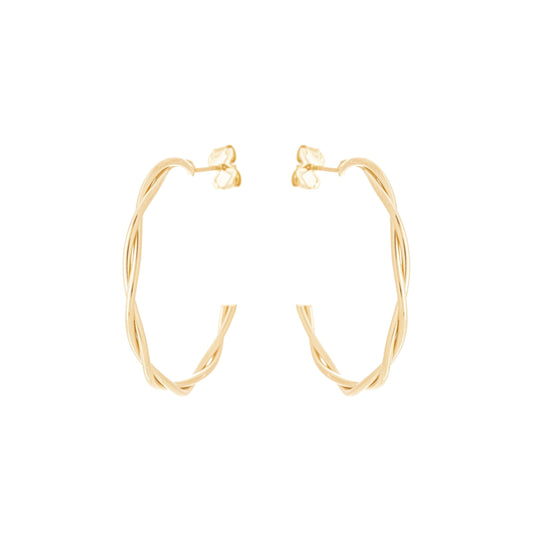 Brinco de argola trançada banhado a ouro 18k - Biju & Cia.
