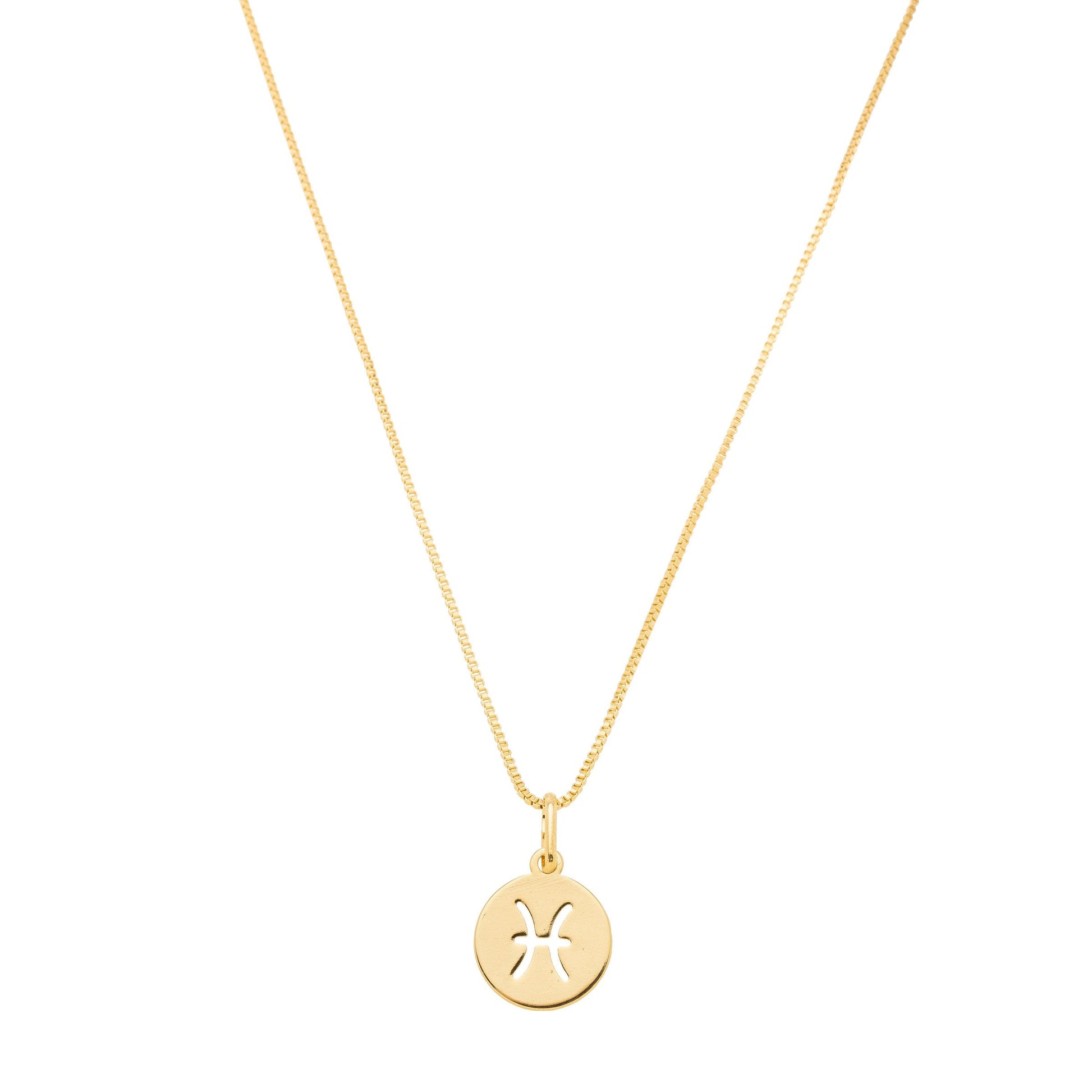 Gargantilha com pingente redondo de signos banhada a ouro 18k - Biju & Cia.