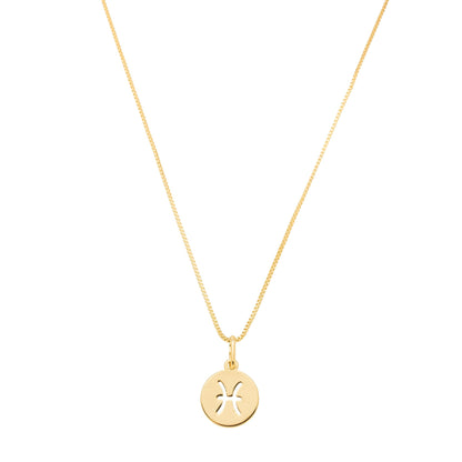 Gargantilha com pingente redondo de signos banhada a ouro 18k - Biju & Cia.