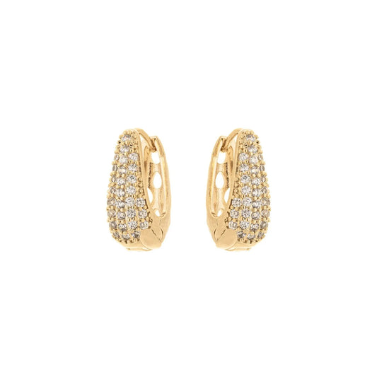Argola oval articulada com zircônias banhada a ouro 18k - Biju & Cia.