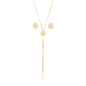 Conjunto flor com zircônias banhado a ouro 18k
