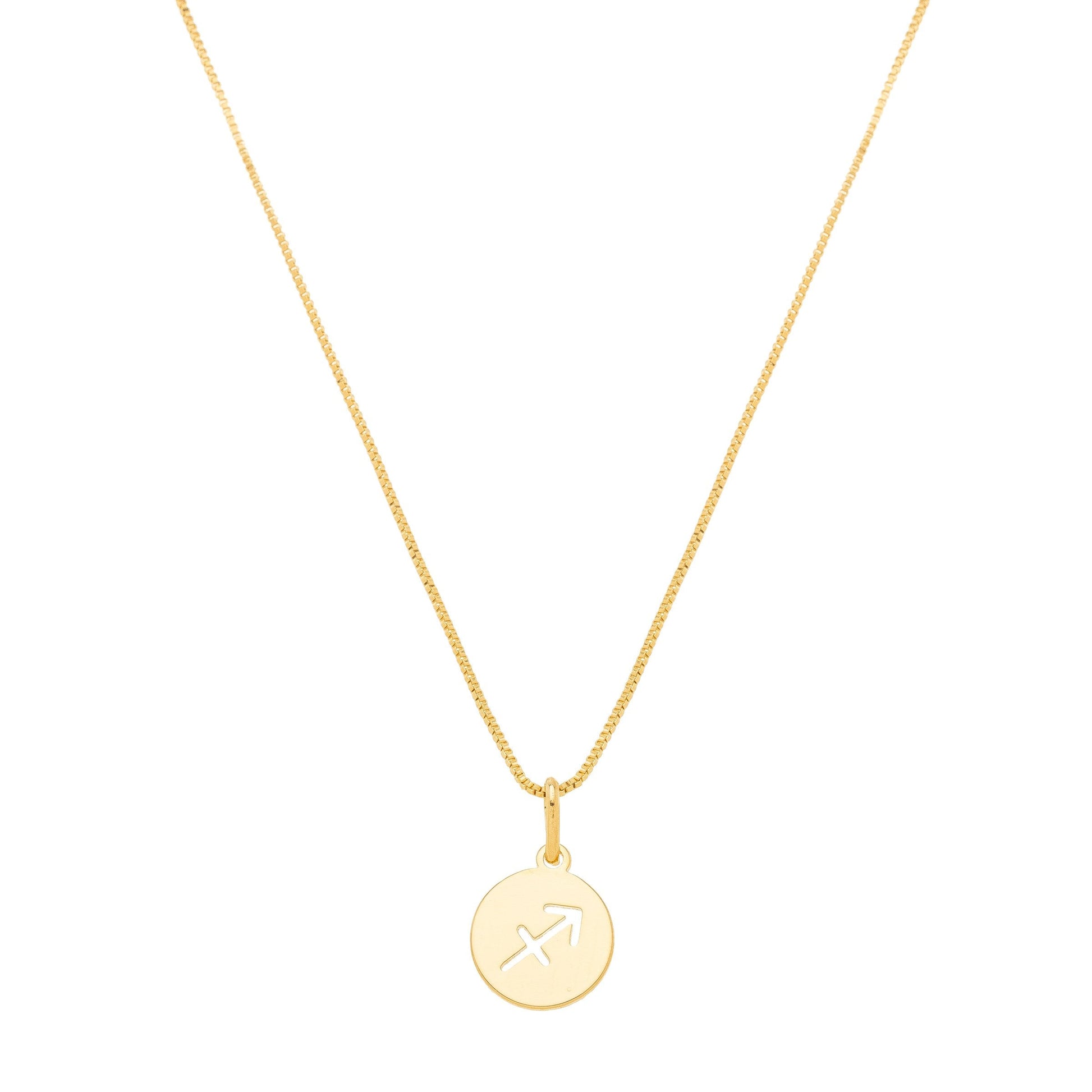 Gargantilha com pingente redondo de signos banhada a ouro 18k - Biju & Cia.
