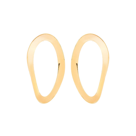 Brinco oval banhado a ouro 18k - Biju & Cia.