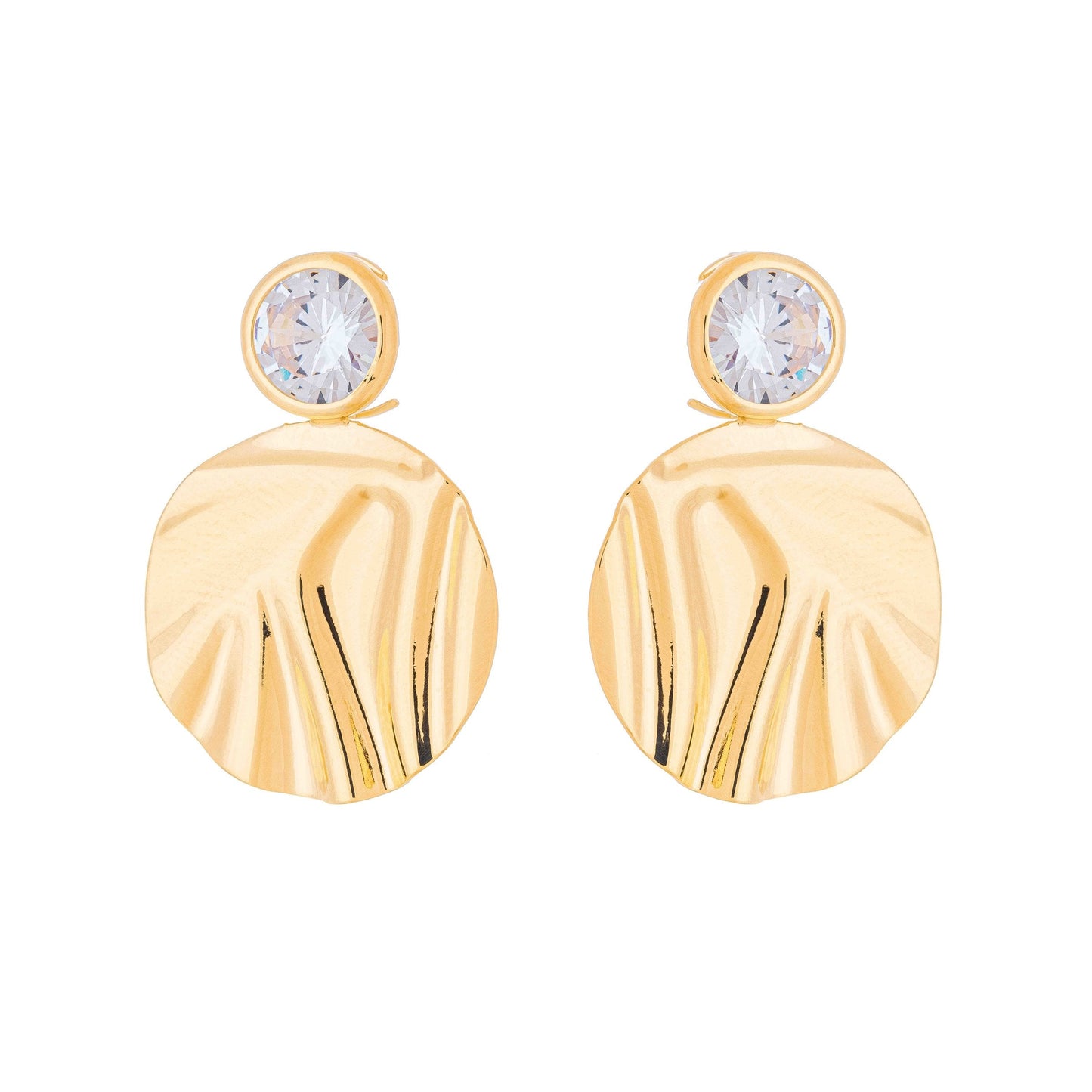 Brinco círculo com pedra banhado a ouro 18k - Biju & Cia.