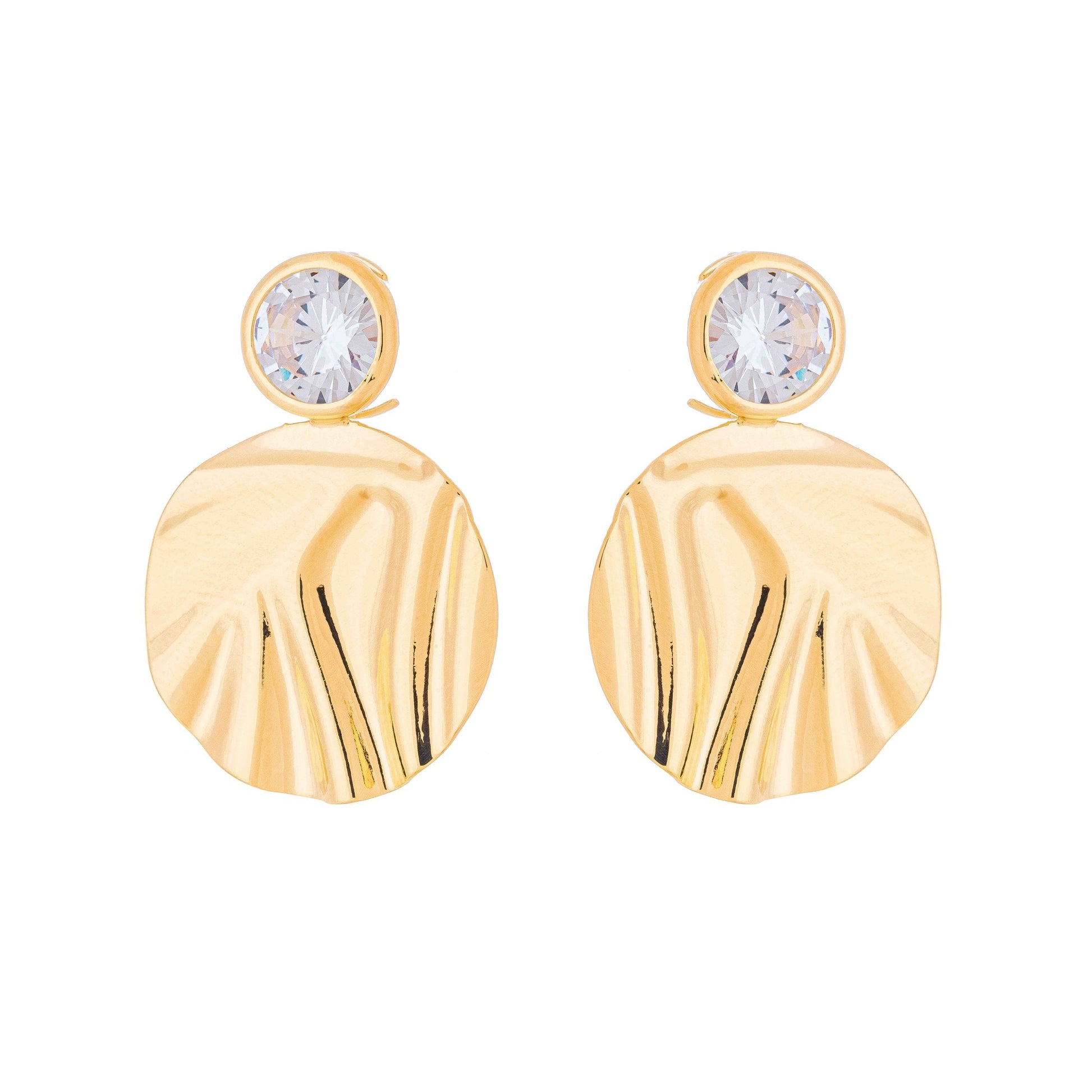 Brinco círculo com pedra banhado a ouro 18k - Biju & Cia.