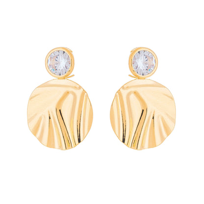 Brinco círculo com pedra banhado a ouro 18k - Biju & Cia.