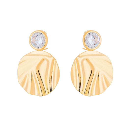 Brinco círculo com pedra banhado a ouro 18k - Biju & Cia.