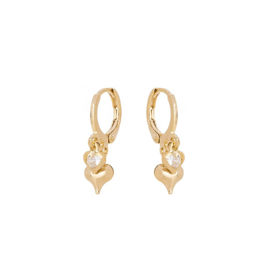 Brinco de argola com dois corações banhado a ouro 18k - Biju & Cia.