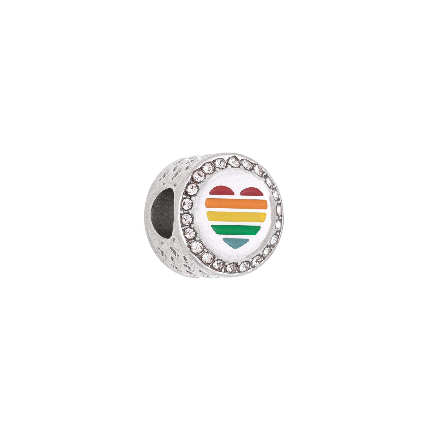Berloque com coração colorido e zircônias em aço inox