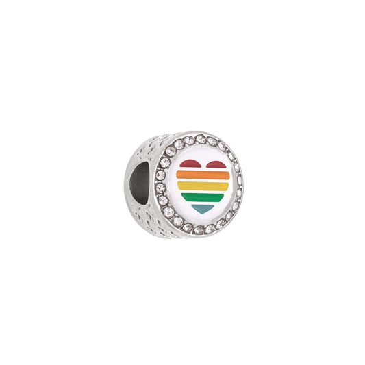 Berloque com coração colorido e zircônias em aço inox