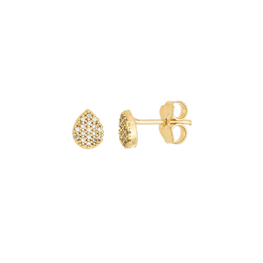 Brinco de gota com zircônias banhado a ouro 18k - Biju & Cia.