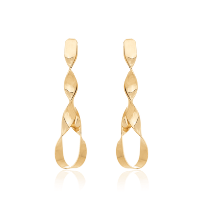 Brinco de fio torcido banhado a ouro 18k - Biju & Cia.