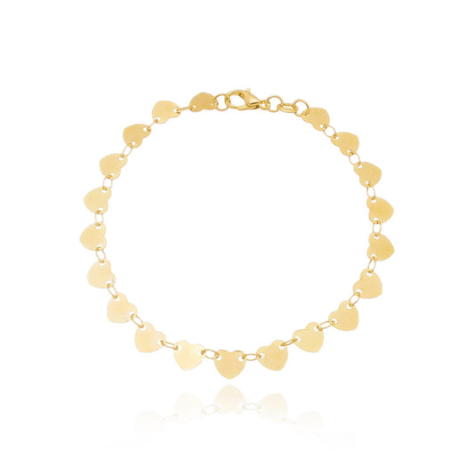 Pulseira corações banhada a ouro 18k