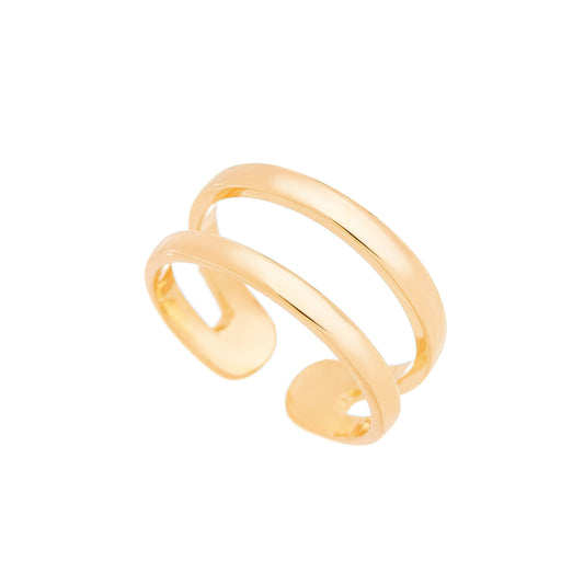 Anel falange de dois fios banhado a ouro 18k - Biju & Cia.