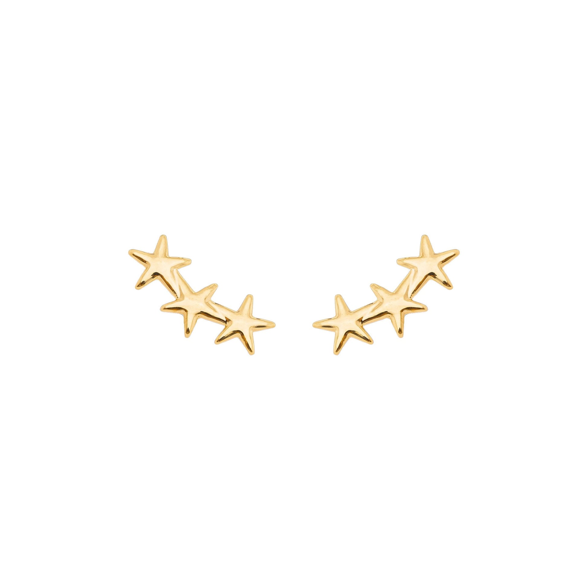 Brinco com 3 estrelas banhado a ouro 18k - Biju & Cia.