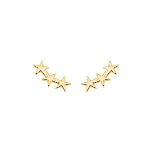Brinco com 3 estrelas banhado a ouro 18k - Biju & Cia.