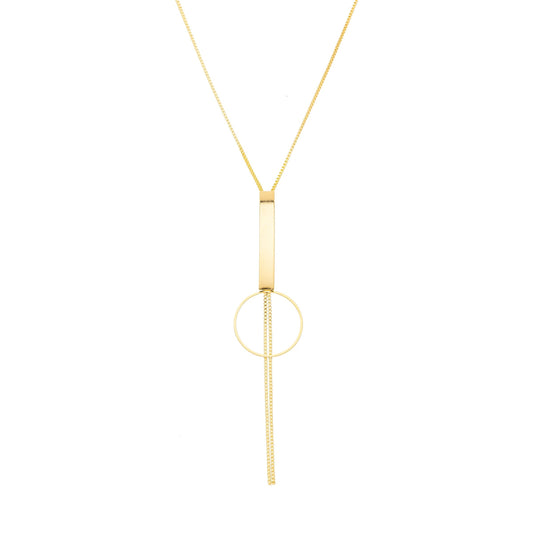 Colar com tubo e círculo banhado a ouro 18k - Biju & Cia.