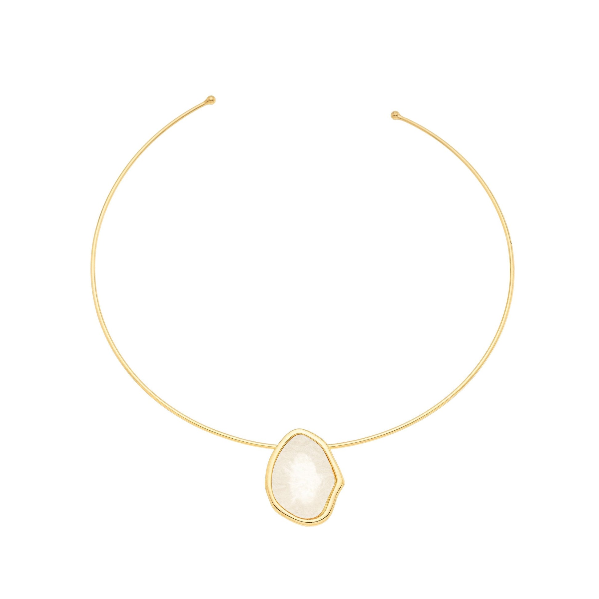 Choker de aro com pingente de madre pérola banhada a ouro 18k - Biju & Cia.