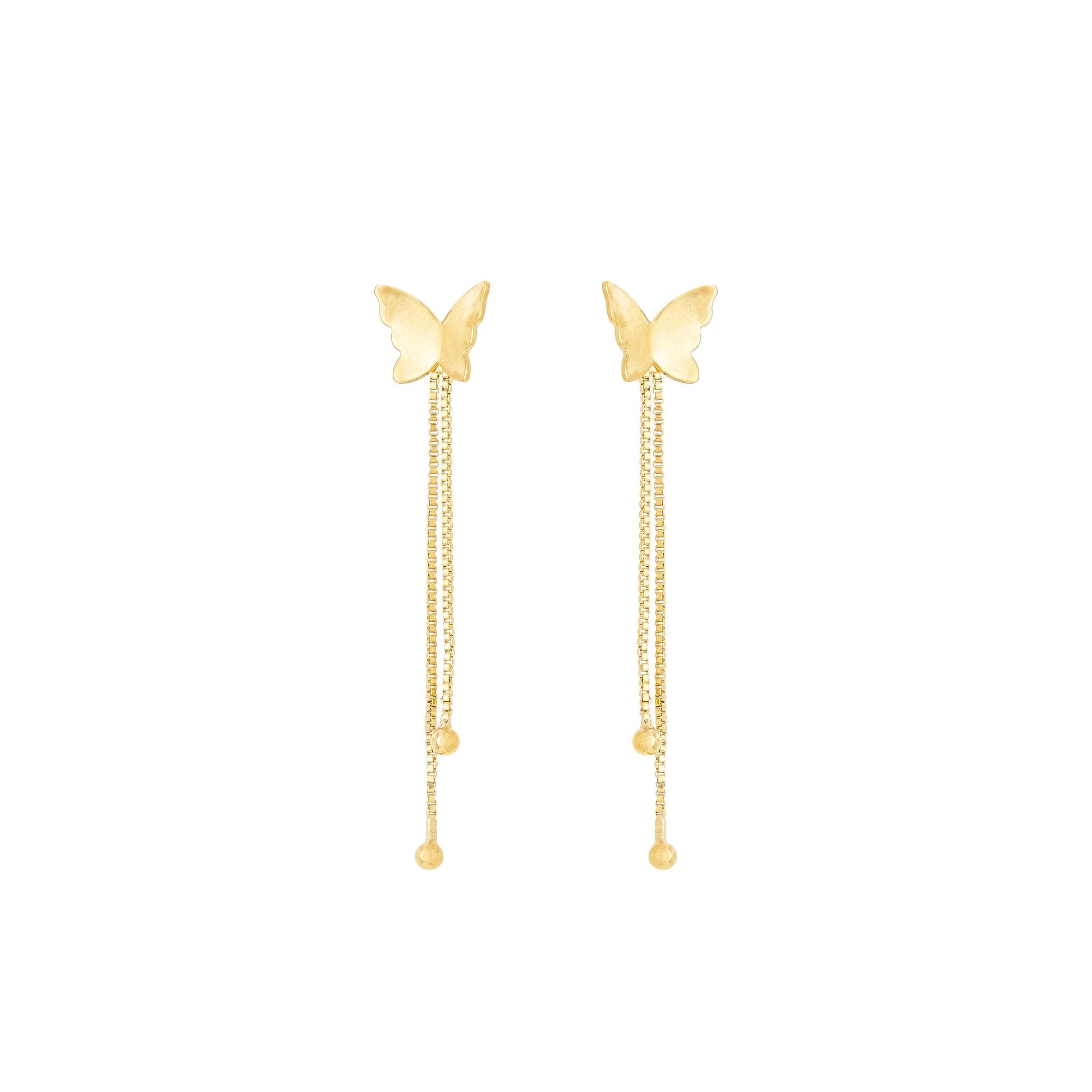 Brinco de corrente com borboleta banhado a ouro 18k - Biju & Cia.