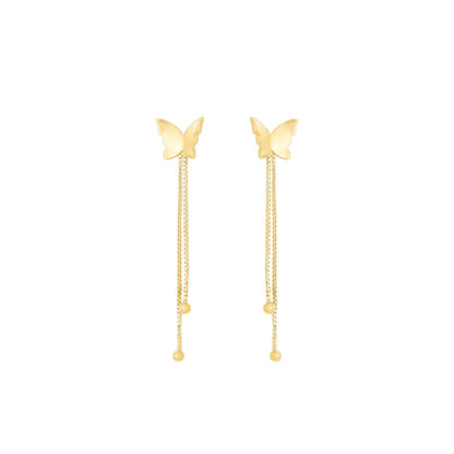 Brinco de corrente com borboleta banhado a ouro 18k - Biju & Cia.