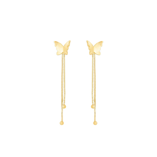 Brinco de corrente com borboleta banhado a ouro 18k - Biju & Cia.