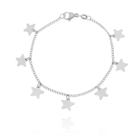 Pulseira de estrelas em aço inox - Biju & Cia.