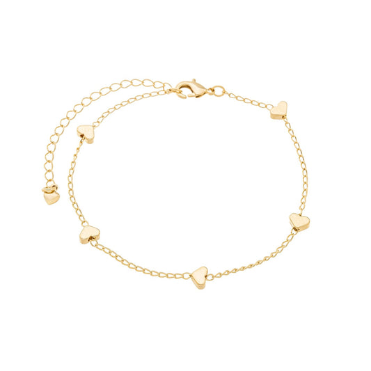 Pulseira corações banhada a ouro 18k