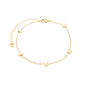 Pulseira corações banhada a ouro 18k